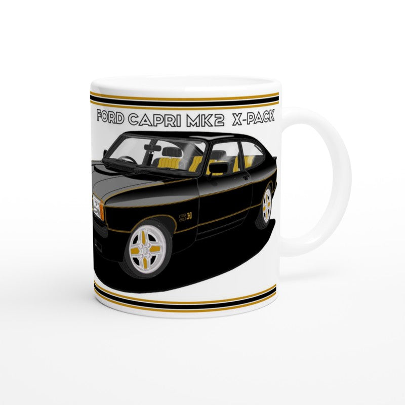 Ford Capri Mk2 X-Pack in Black & Gold Art Mug