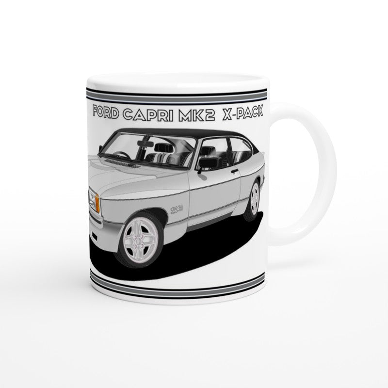 Ford Capri Mk2 X-Pack in Silver Art Mug