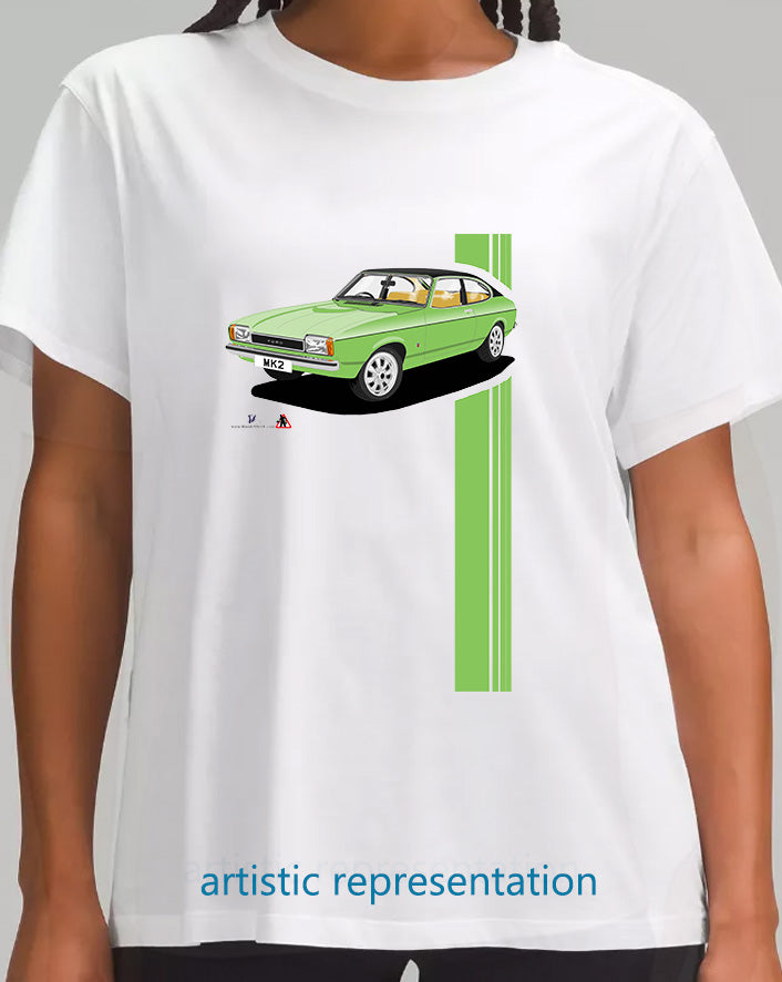 Ford Capri Mk2 XL in  Green T Shirt