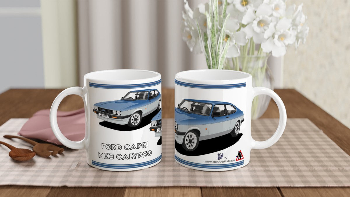 Ford Capri Mk3 Calypso Blue Art Mug