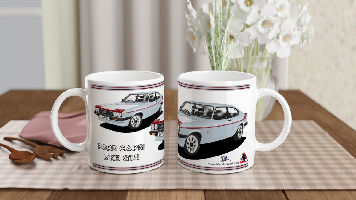 Ford Capri Mk3 GT4 Silver Art Mug