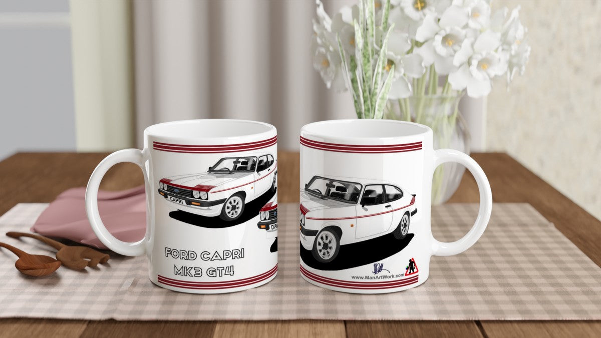 Ford Capri Mk3 GT4 White Art Mug