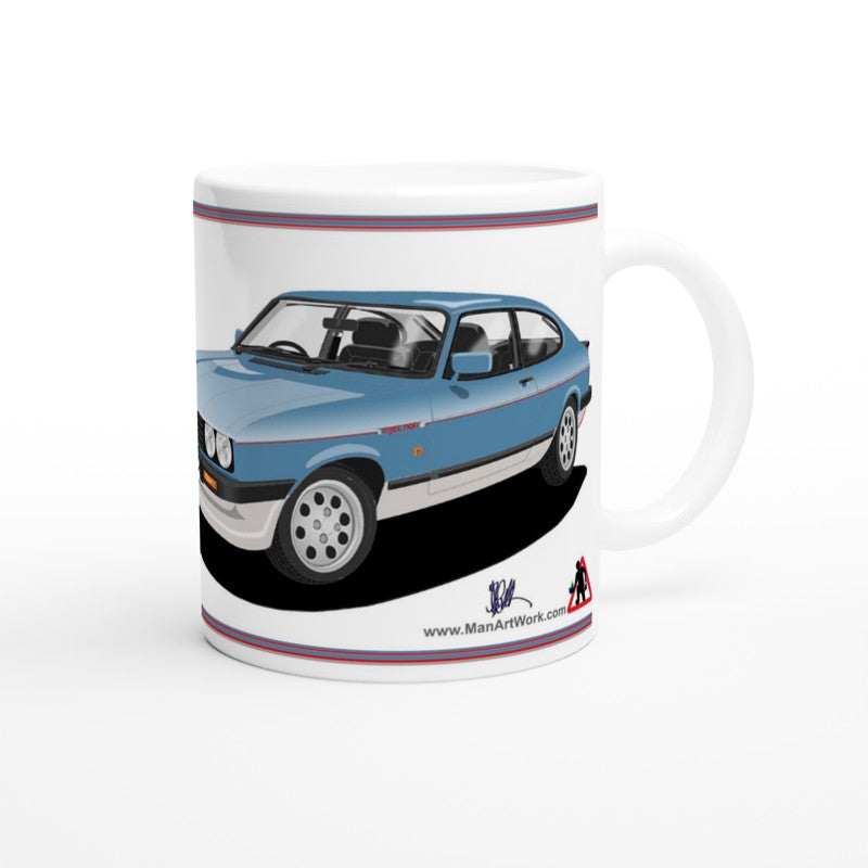 Ford Capri Mk3 Injection Blue Gray Art Mug