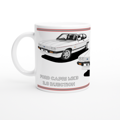 Ford Capri Mk3 Injection White Art Mug