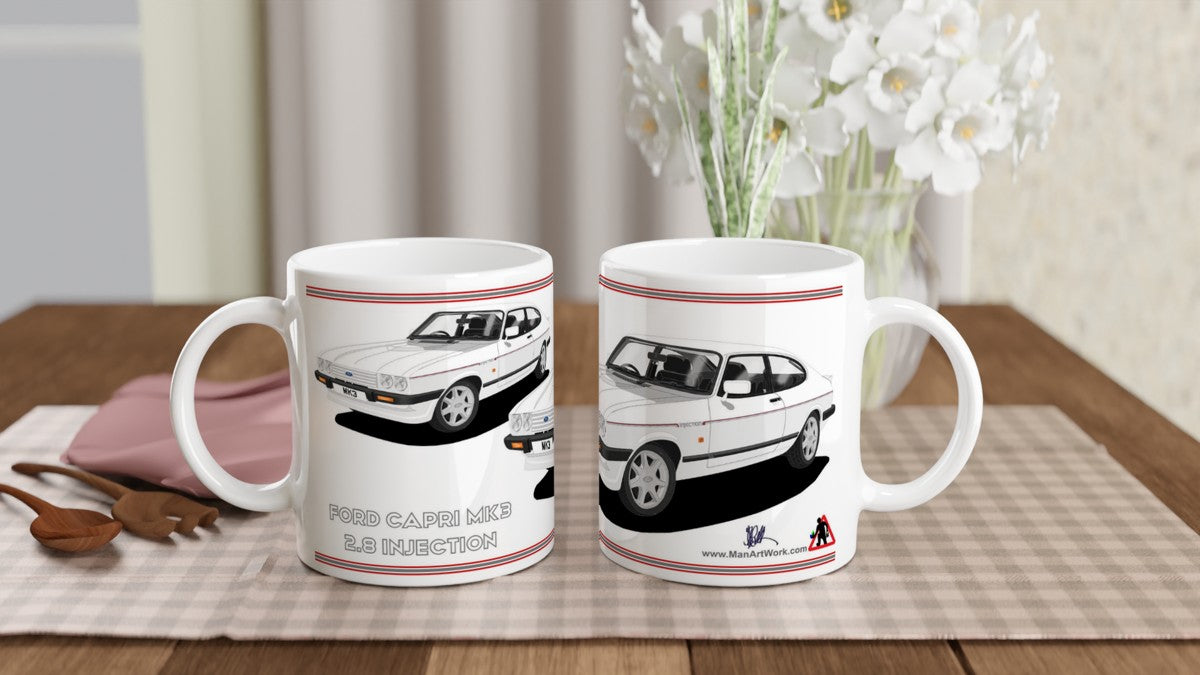 Ford Capri Mk3 Injection White Art Mug