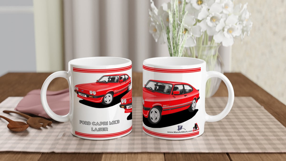 Ford Capri Mk3 Laser Red Art Mug