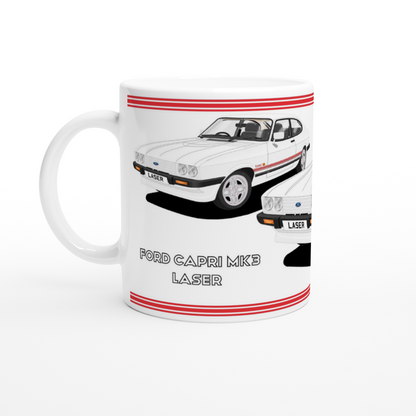 Ford Capri Mk3 Laser White Art Mug