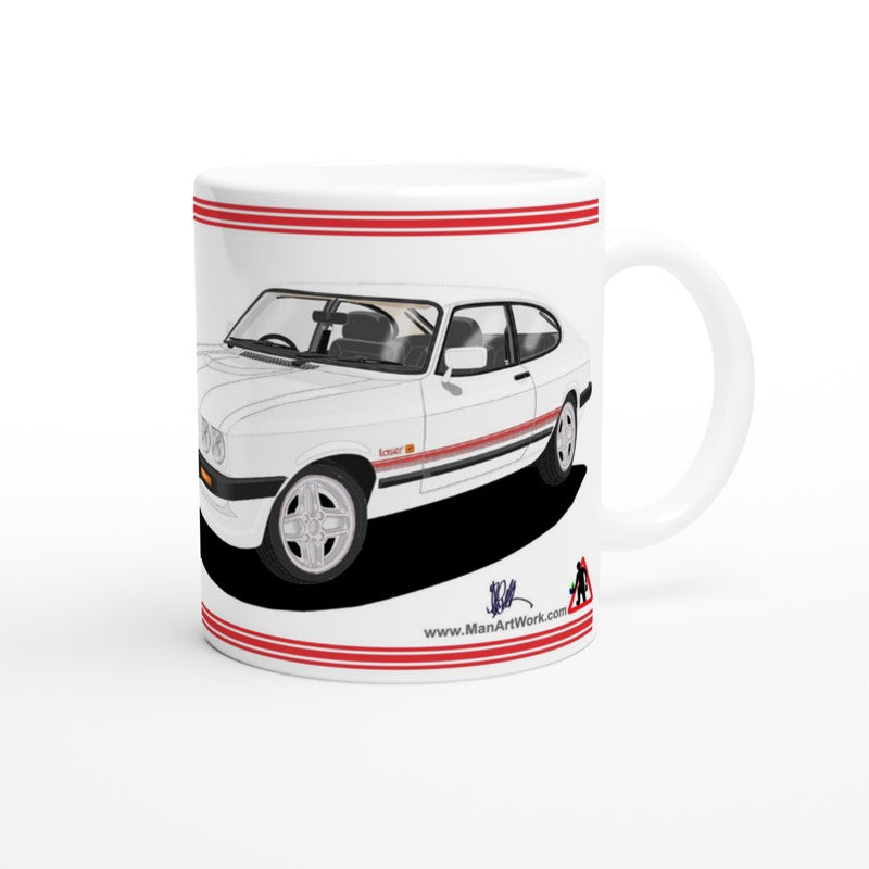 Ford Capri Mk3 Laser White Art Mug