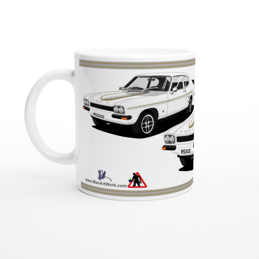 Ford Capri RS3100 in White Art  Mug