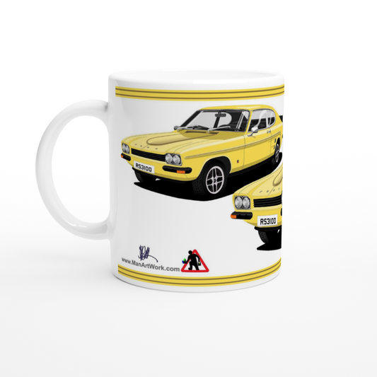 Ford Capri RS3100 in Yellow Art  Mug