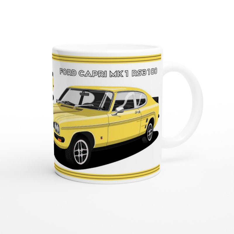 Ford Capri RS3100 in Yellow Art  Mug