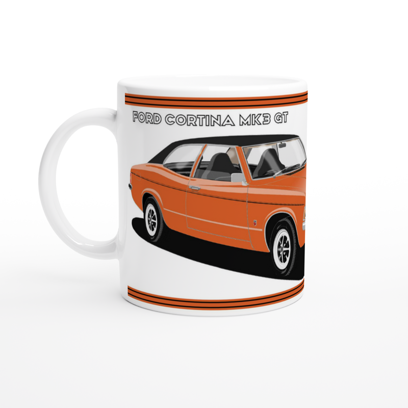 Ford Cortina Mk3 GT in Orange Art Mug