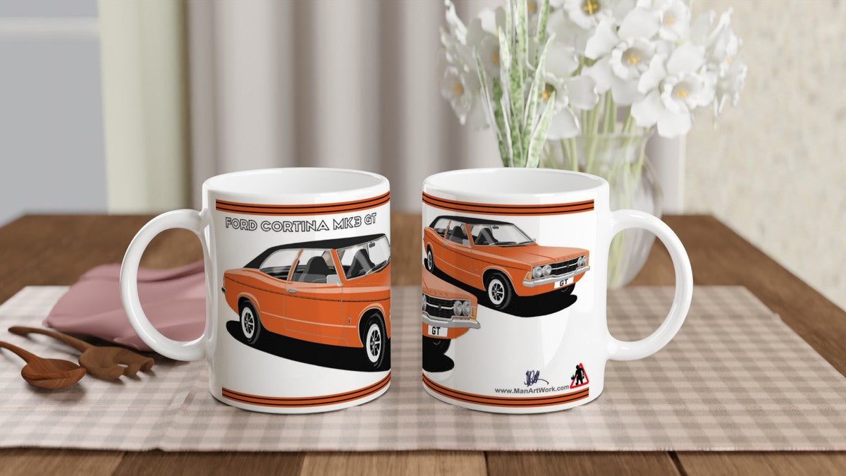 Ford Cortina Mk3 GT in Orange Art Mug