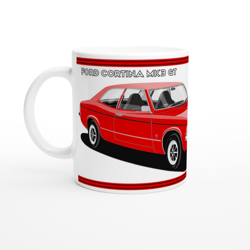 Ford Cortina Mk3 GT in Red Art Mug