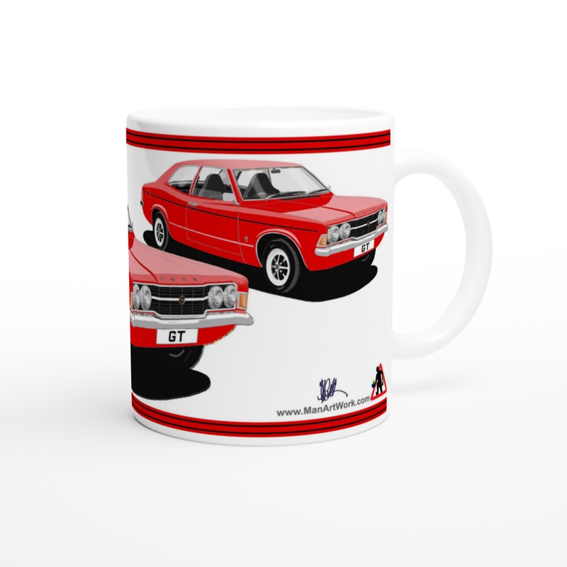 Ford Cortina Mk3 GT in Red Art Mug