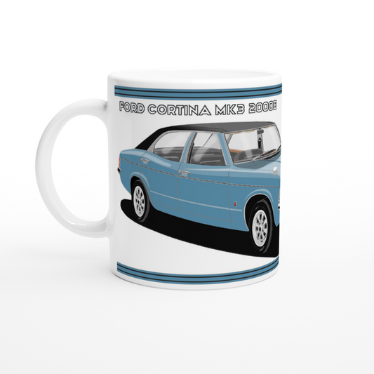 Ford Cortina Mk3 GXL in Blue Art Mug