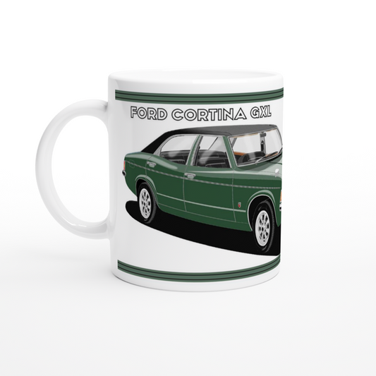 Ford Cortina Mk3 GXL in Dark Green Art Mug