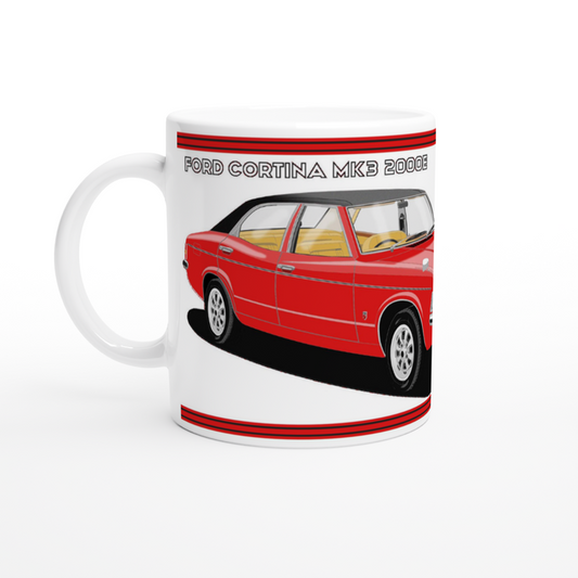 Ford Cortina Mk3 GXL in Red Art Mug