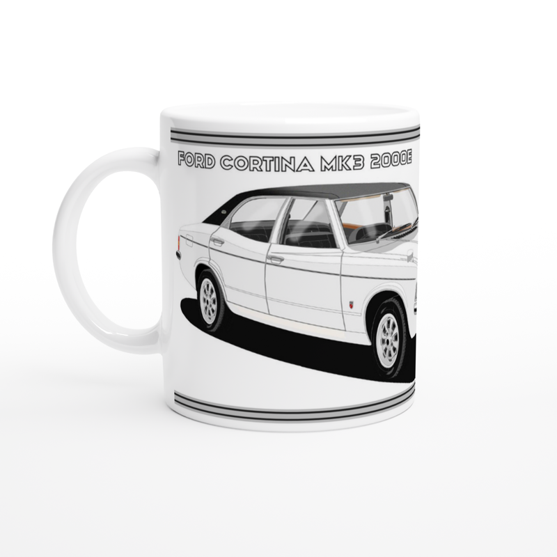 Ford Cortina Mk3 GXL in White Art Mug