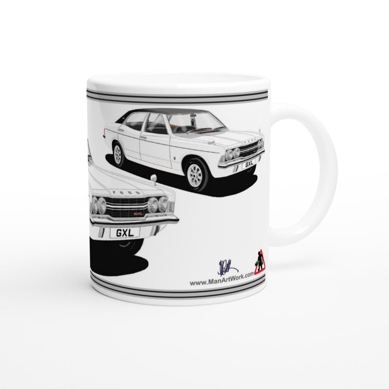 Ford Cortina Mk3 GXL in White Art Mug