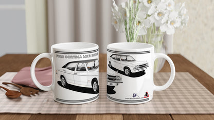 Ford Cortina Mk3 GXL in White Art Mug