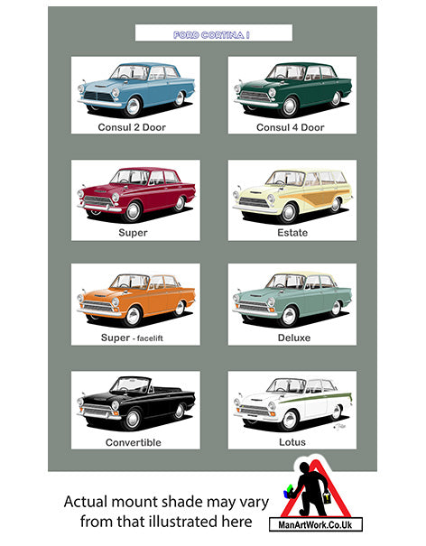 Ford Cortina Mk1 A4 Art Print