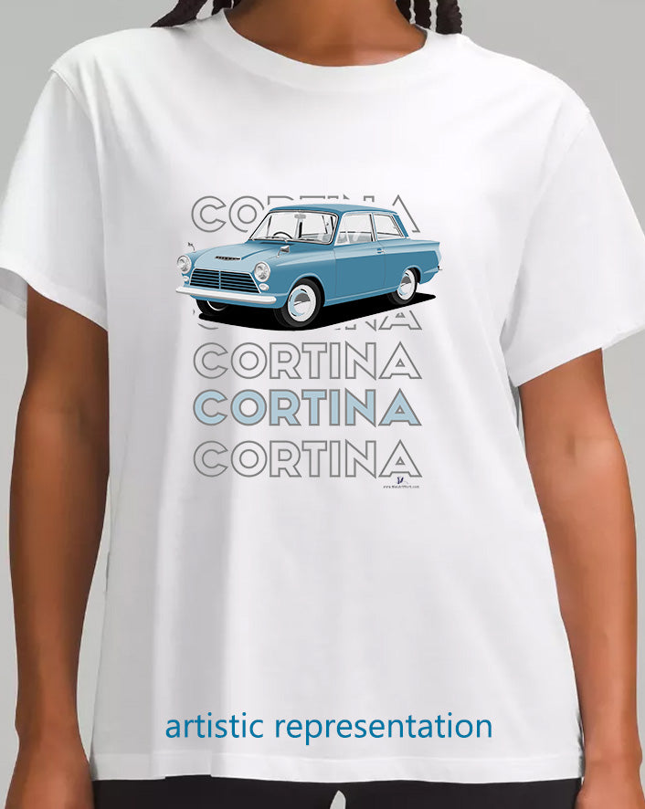 Ford Cortina Mk1 Consul in Blue Art T Shirt (Words)