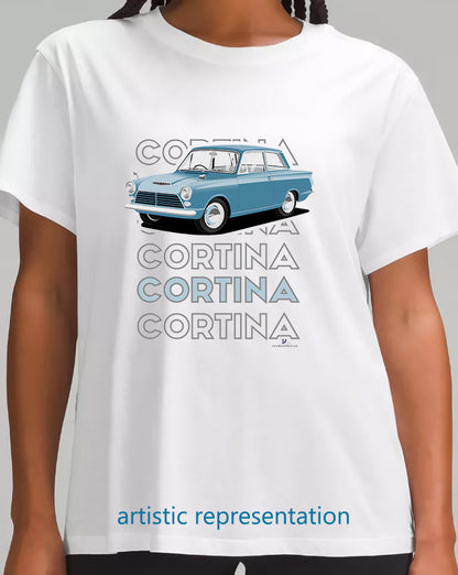 Ford Cortina Mk1 Consul in Blue Art T Shirt (Words)