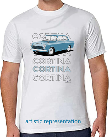 Ford Cortina Mk1 Consul in Blue Art T Shirt (Words)