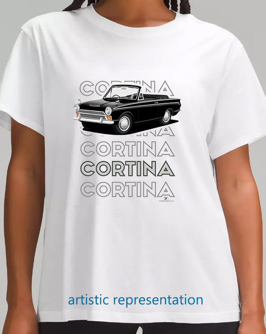 Ford Cortina Mk1 Convertible in Black Art T Shirt (Words)