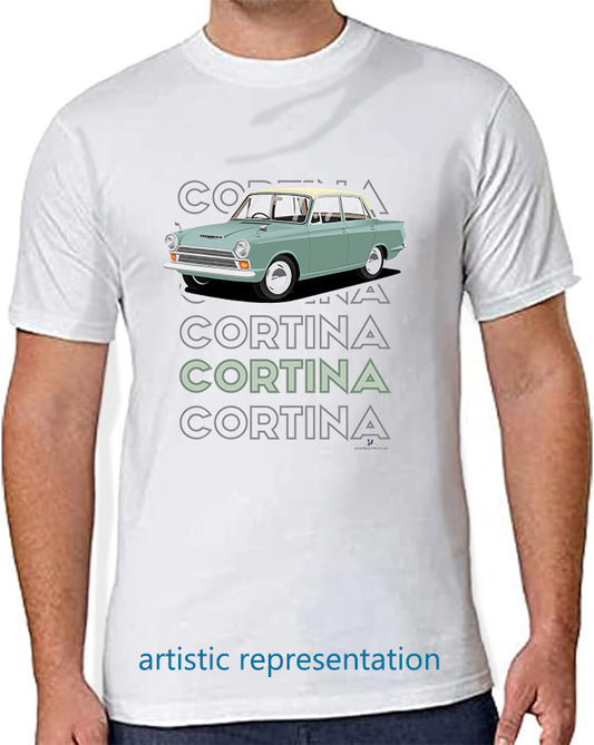 Ford Cortina Mk1 DeLuxe in Green Art T Shirt (Words)