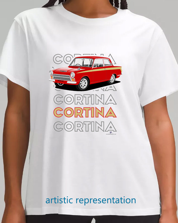 Ford Cortina Mk1 GT in Red Art T Shirt (Words)