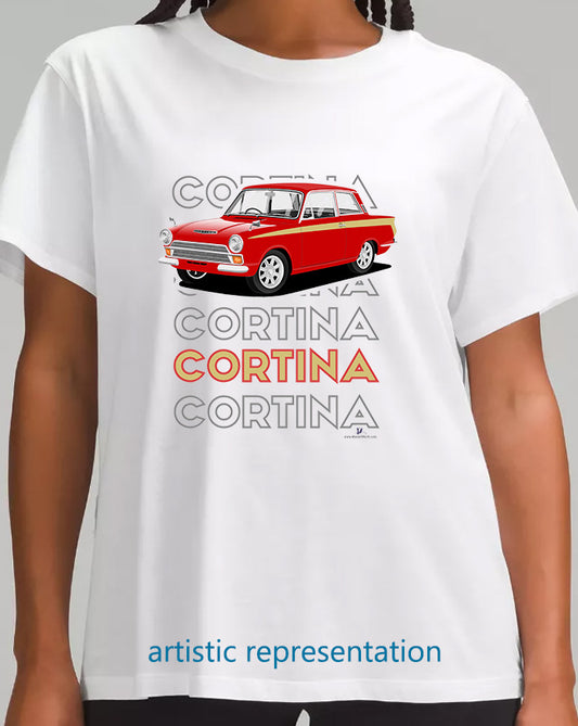 Ford Cortina Mk1 GT in Red Art T Shirt (Words)