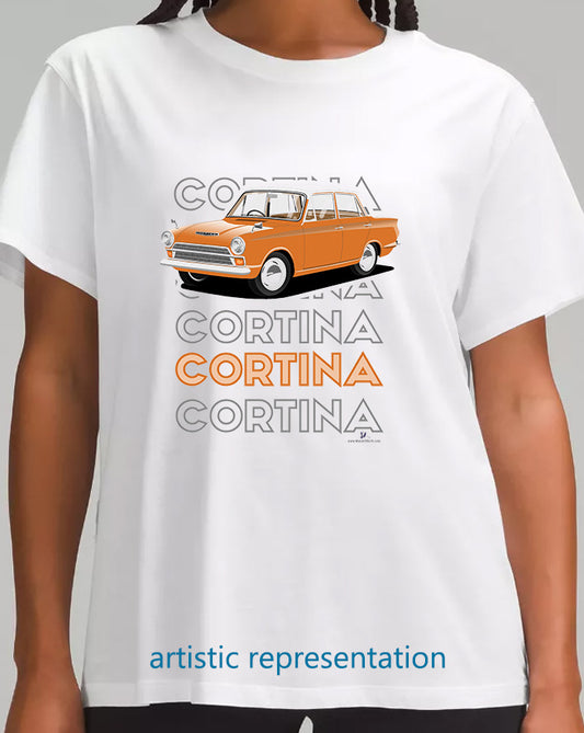 Ford Cortina Mk1 Super in Bronze Art T Shirt (Words)