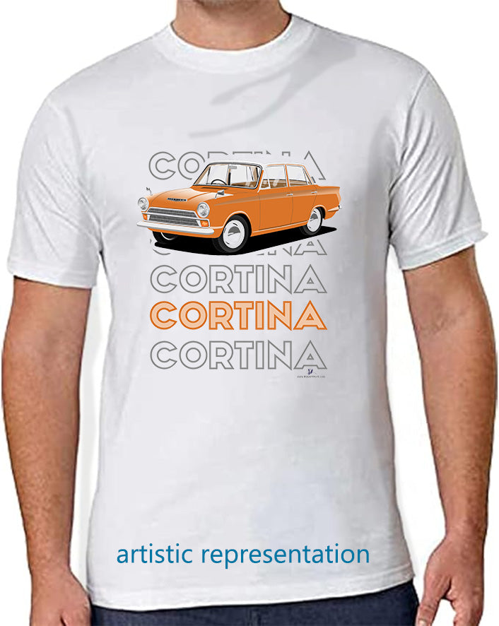 Ford Cortina Mk1 Super in Bronze Art T Shirt (Words)