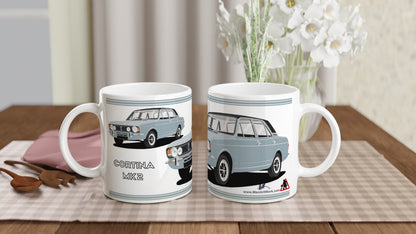 Ford Cortina Mk2 1600E in Blue Art Mug