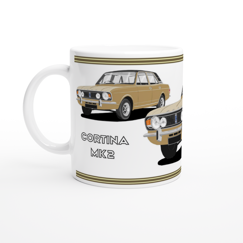 Ford Cortina Mk2 1600E in Bronze Art Mug