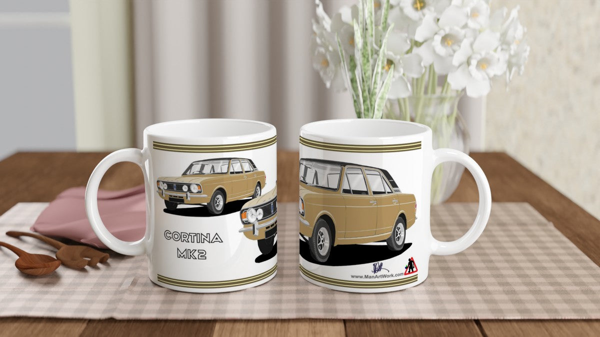 Ford Cortina Mk2 1600E in Bronze Art Mug