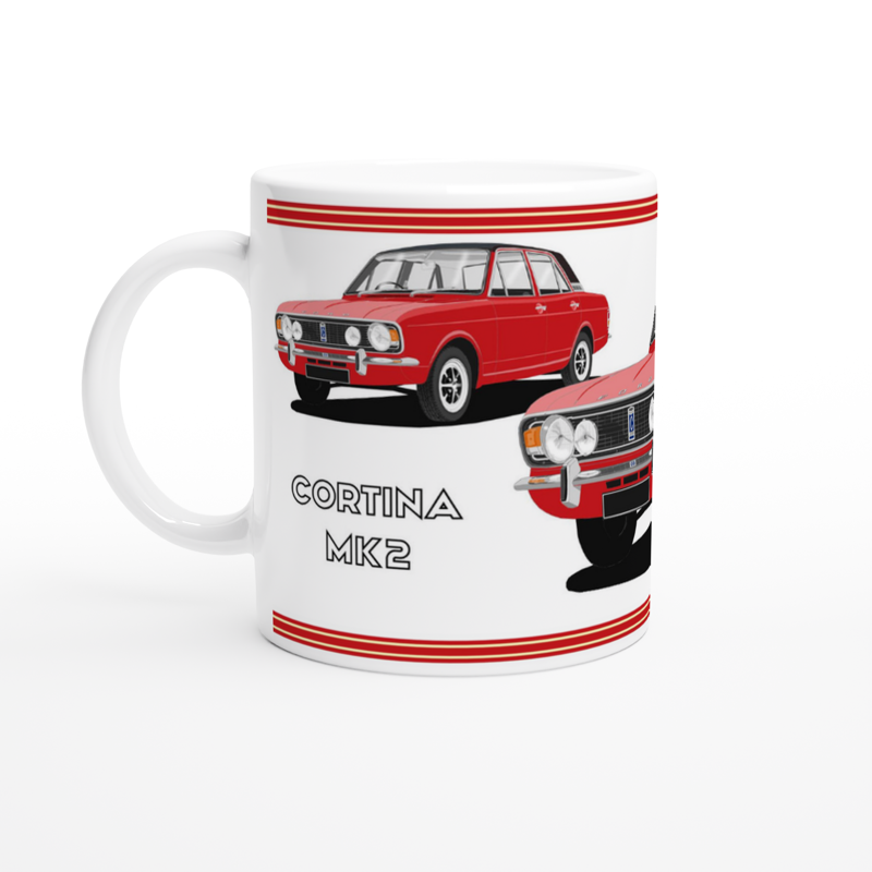 Ford Cortina Mk2 1600E in Red Art Mug