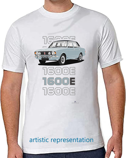 Ford Cortina Mk2 1600E in Blue with Vinyl Roof Art T-Shirt (Words)