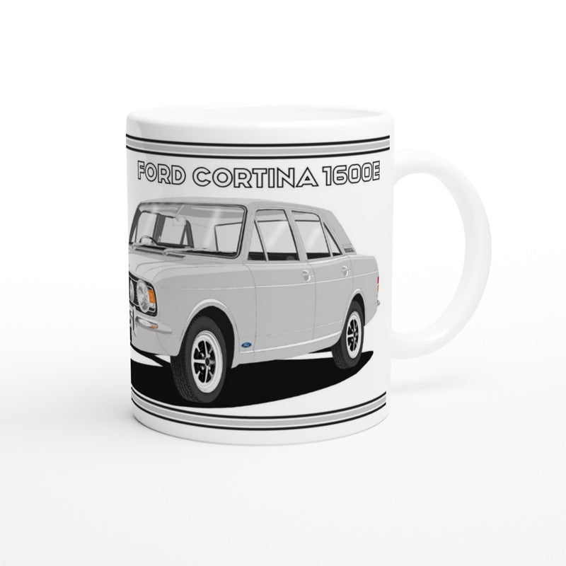 Ford Cortina Mk2 Series 1 1600E in Silver Art Mug