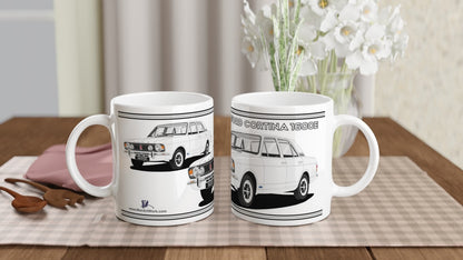 Ford Cortina Mk2 Series 1 1600E in White Art Mug