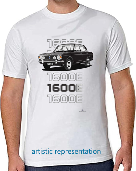 Ford Cortina Mk2 1600E facelift in Black Art T-Shirt (Words)