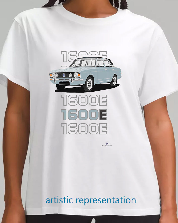 Ford Cortina Mk2 1600E, facelift in Blue with Vinyl Roof Art T-Shirt (Words)