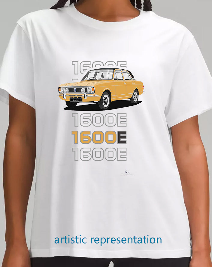 Ford Cortina Mk2 1600E, facelift in Gold with Vinyl Roof Art T-Shirt (Words)