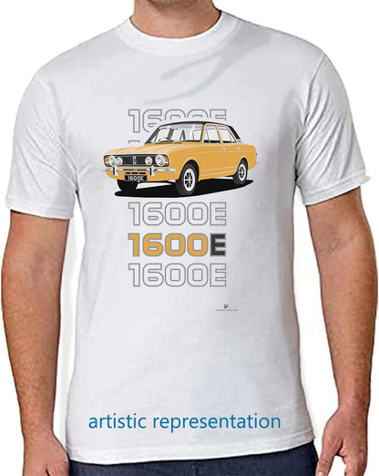Ford Cortina Mk2 1600E, facelift in Gold with Vinyl Roof Art T-Shirt (Words)
