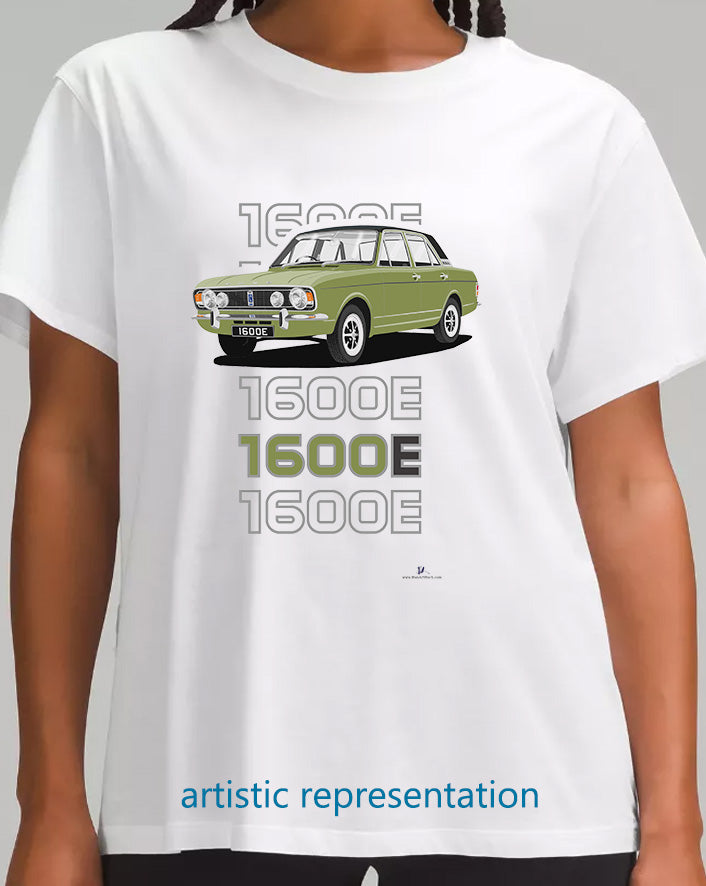 Ford Cortina Mk2 1600E, facelift in Green with Vinyl Roof Art T-Shirt (Words)