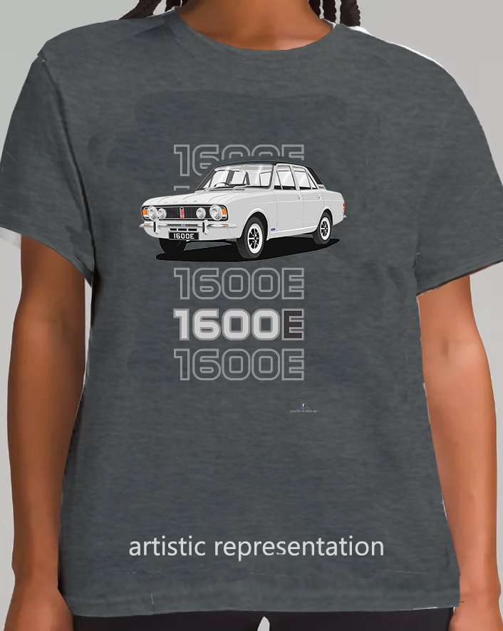 Ford Cortina Mk2 1600E, facelift in Silver with Vinyl Roof Art T-Shirt (Words)