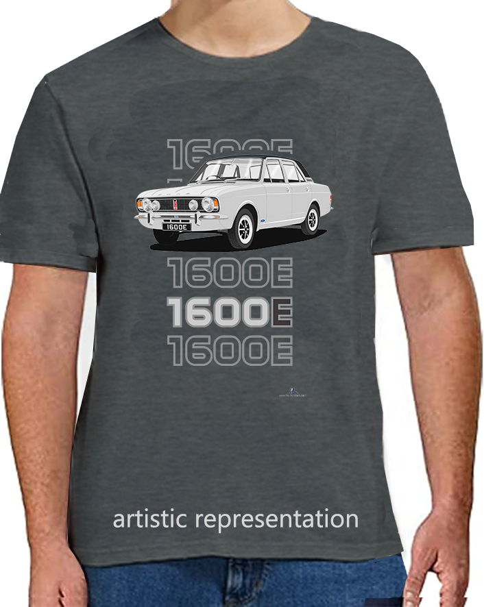 Ford Cortina Mk2 1600E, facelift in Silver with Vinyl Roof Art T-Shirt (Words)
