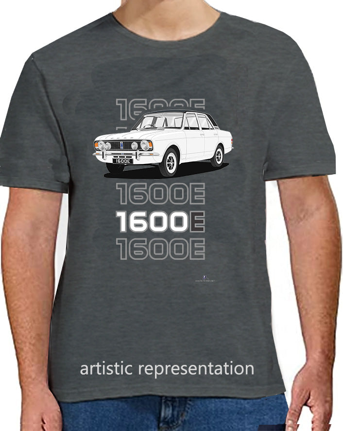 Ford Cortina Mk2 1600E, facelift in White with Vinyl Roof Art T-Shirt (Words)